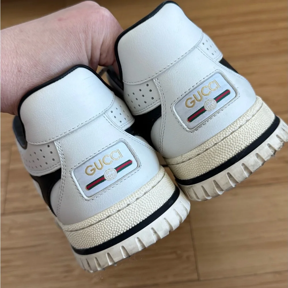 Gucci White and Black Men's Sneakers, real leather, size us 6,5 eu 40